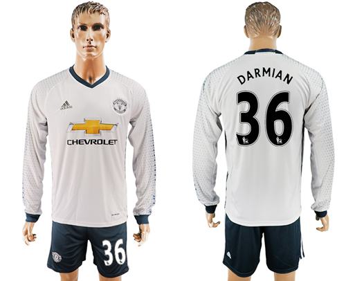 Manchester United #36 Darmian Sec Away Long Sleeves Soccer Club Jersey